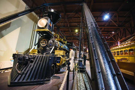 small train inside museum